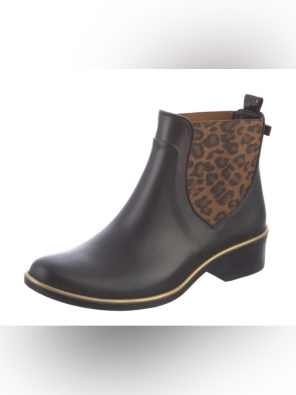 EUC [kate spade] Cheetah Print Black Ankle Bootie Rainboots Women’s Sz 9.0 - Picture 2 of 13